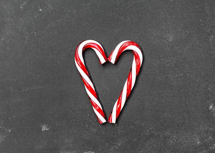 Candy Canes Shaped Into A Heart
