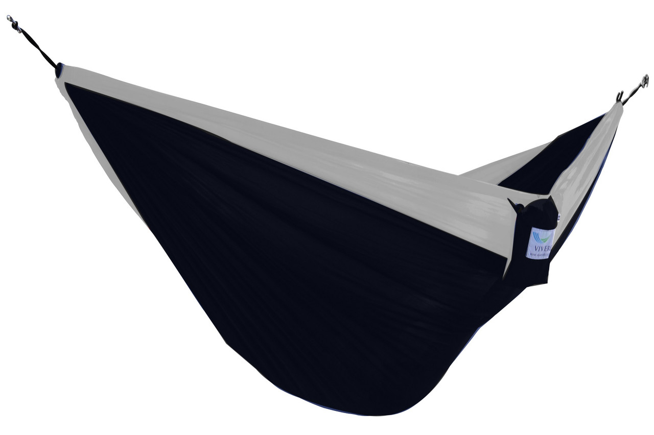 black and gray lightweight nylon hammock