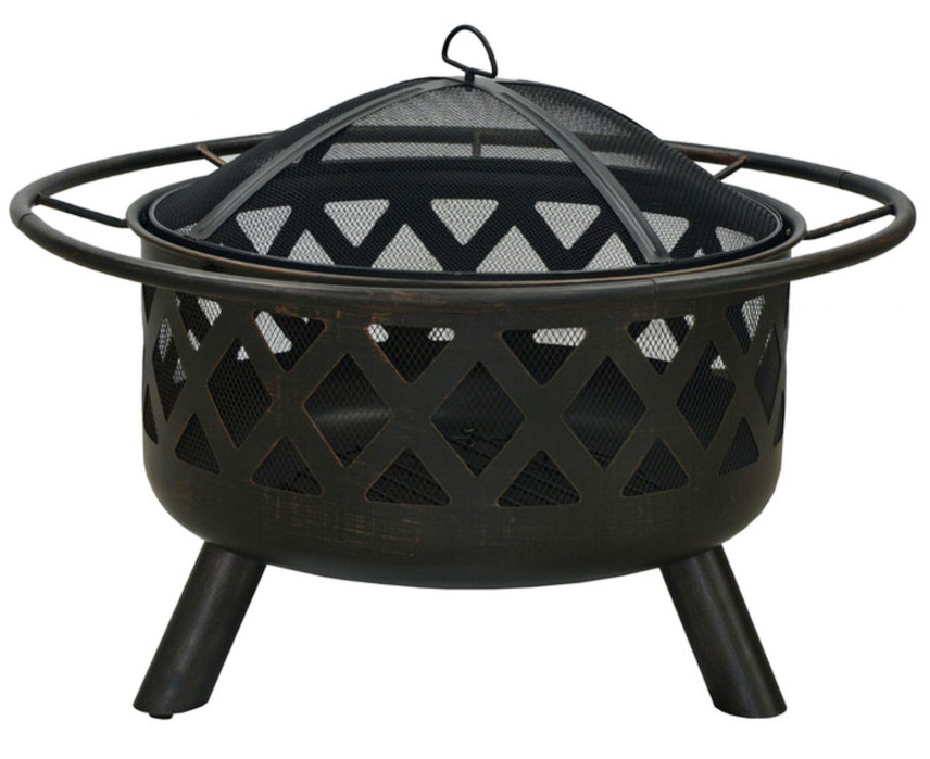 32 inch black decorative wood fire pit