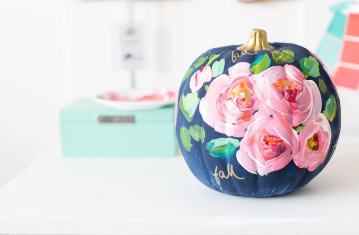 Hand-Painted Floral Pumpkin