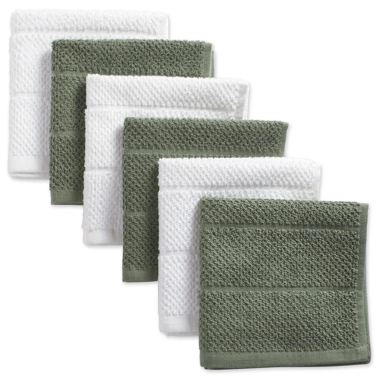 Green & White Kitchen Towels