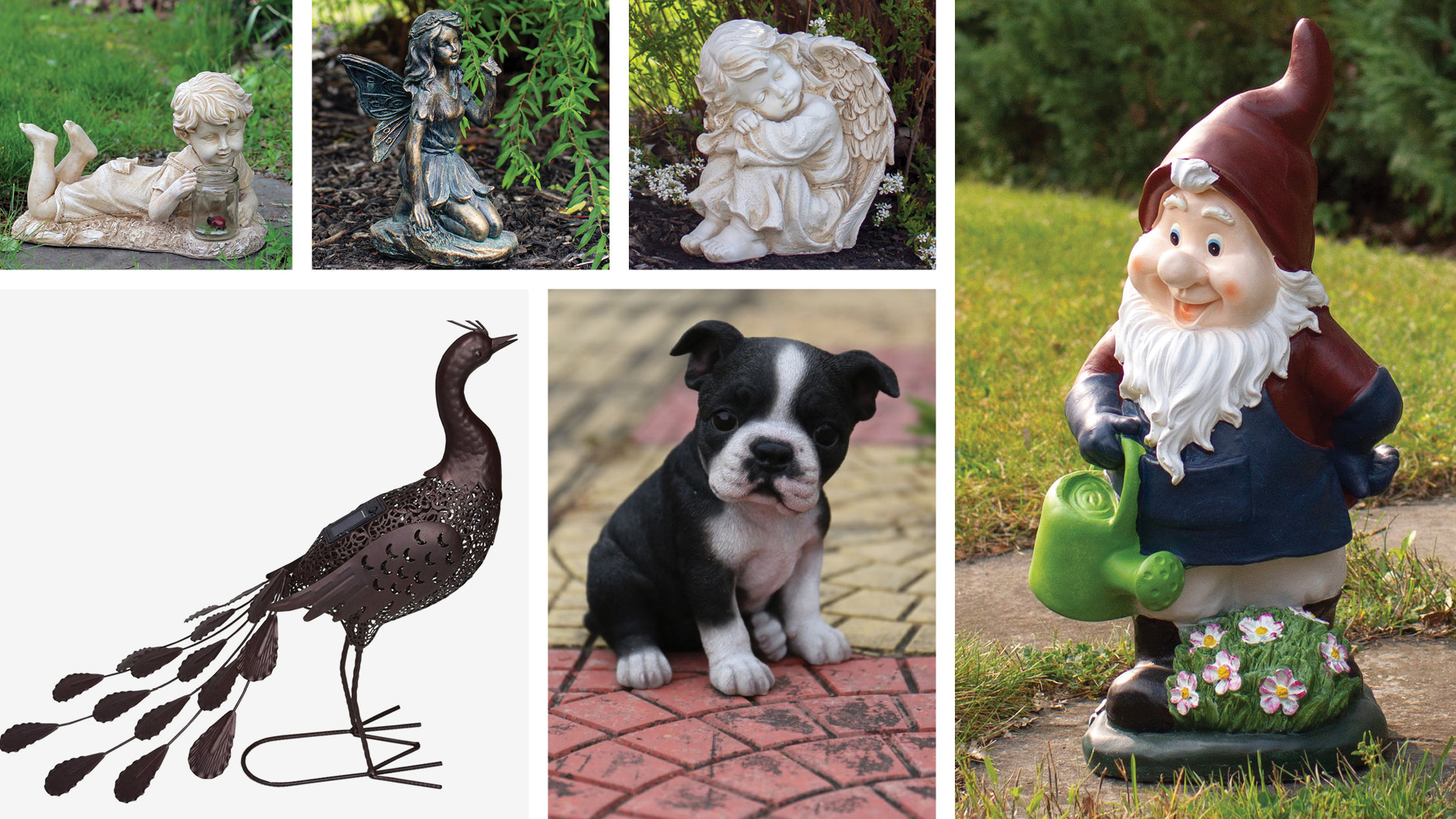 collection of garden statues and art