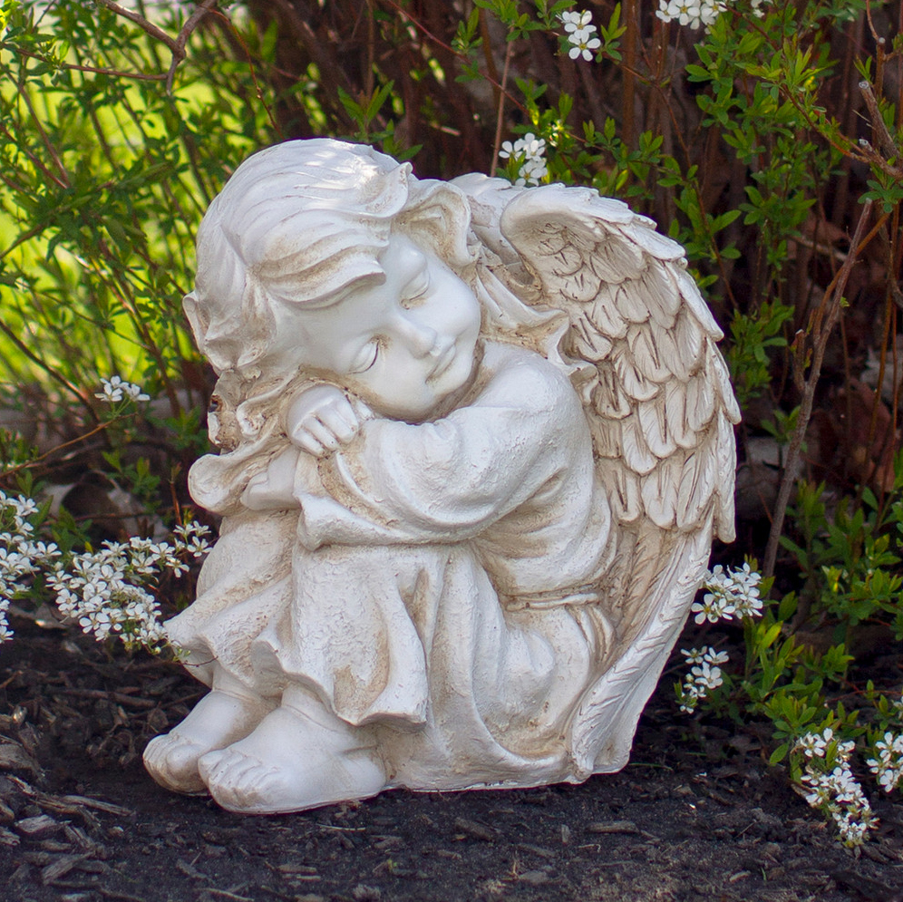 9.5 inch ivory sleeping angel statue