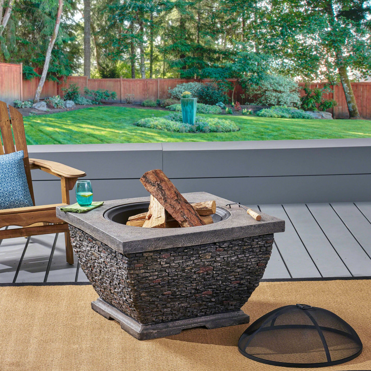 contemporary square outdoor fire pit