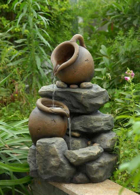 garden fountain flower pots