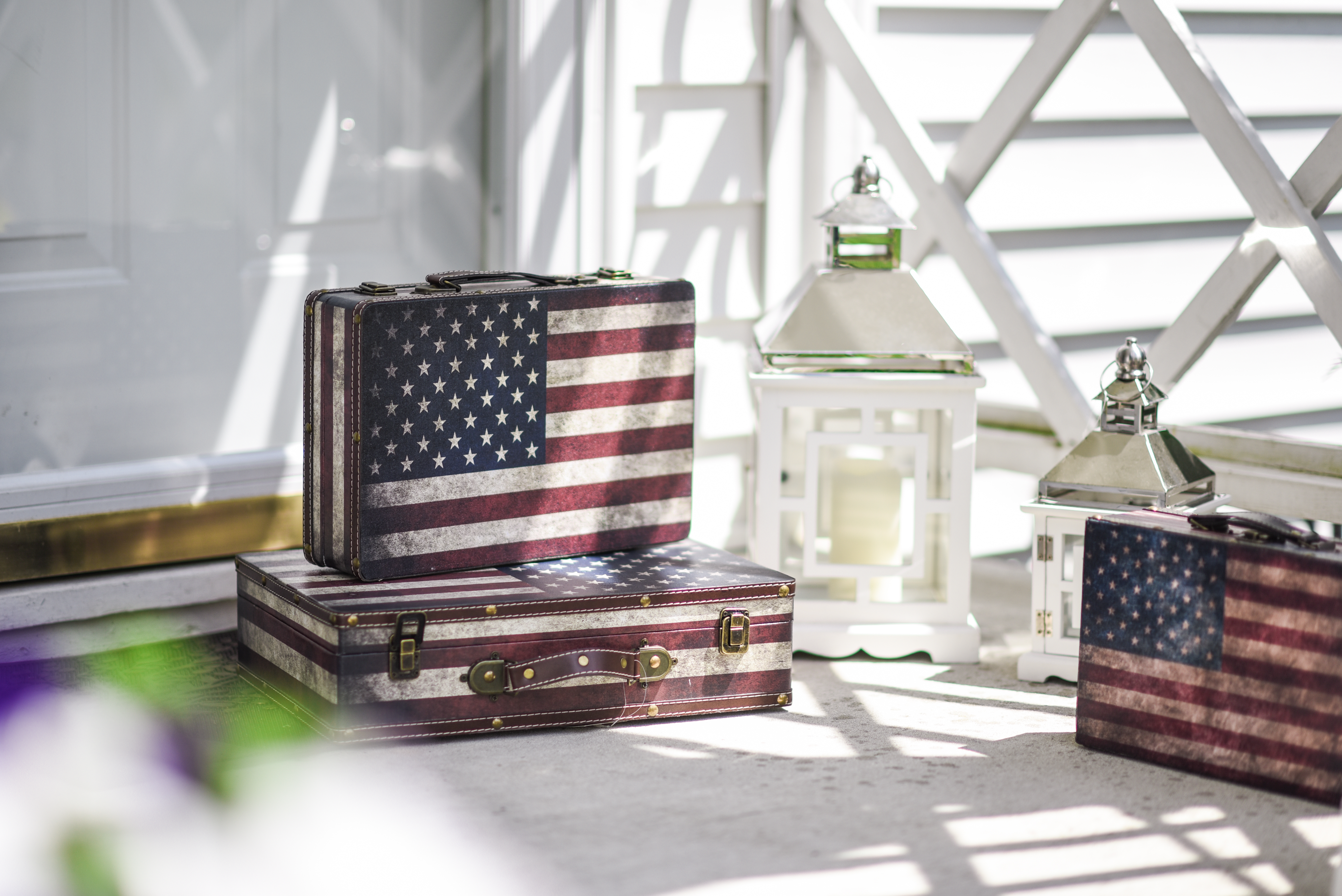 American Flag Tabletop Decoration on Patio