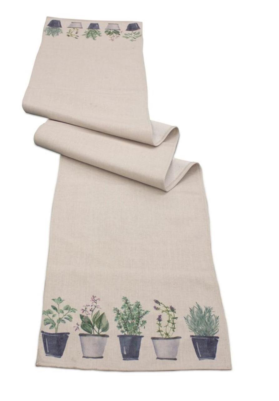 Beige Table Cloth With Plant Designs