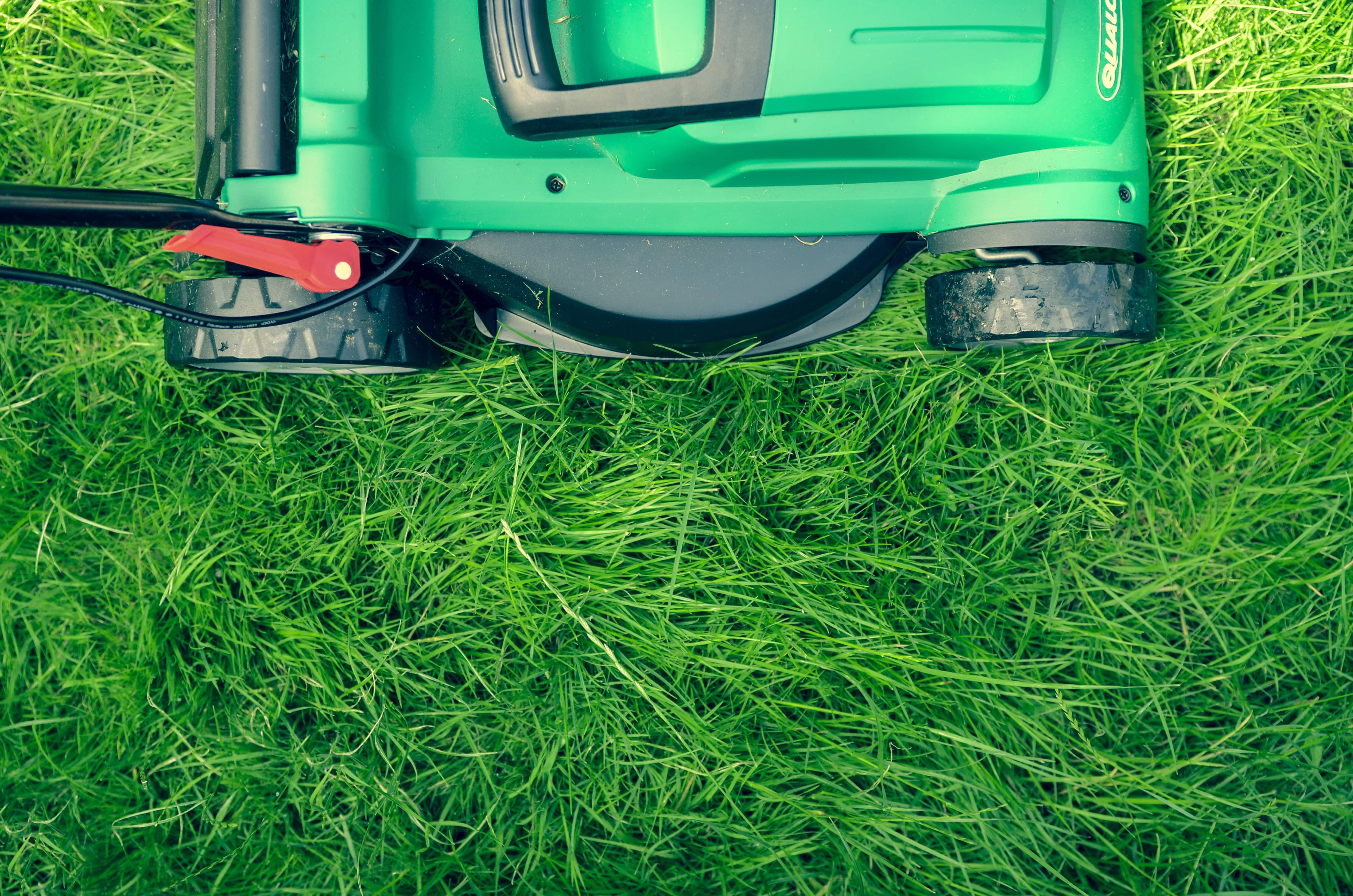 green lawnmower on grass