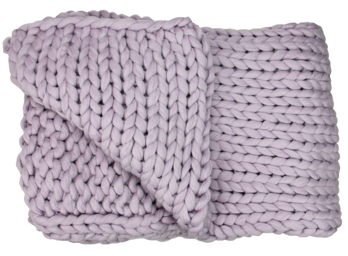 light purple cable knit plush throw blanket