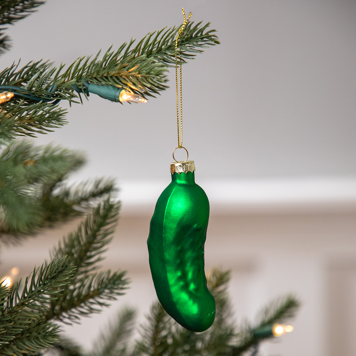 green glass Christmas pickle ornament