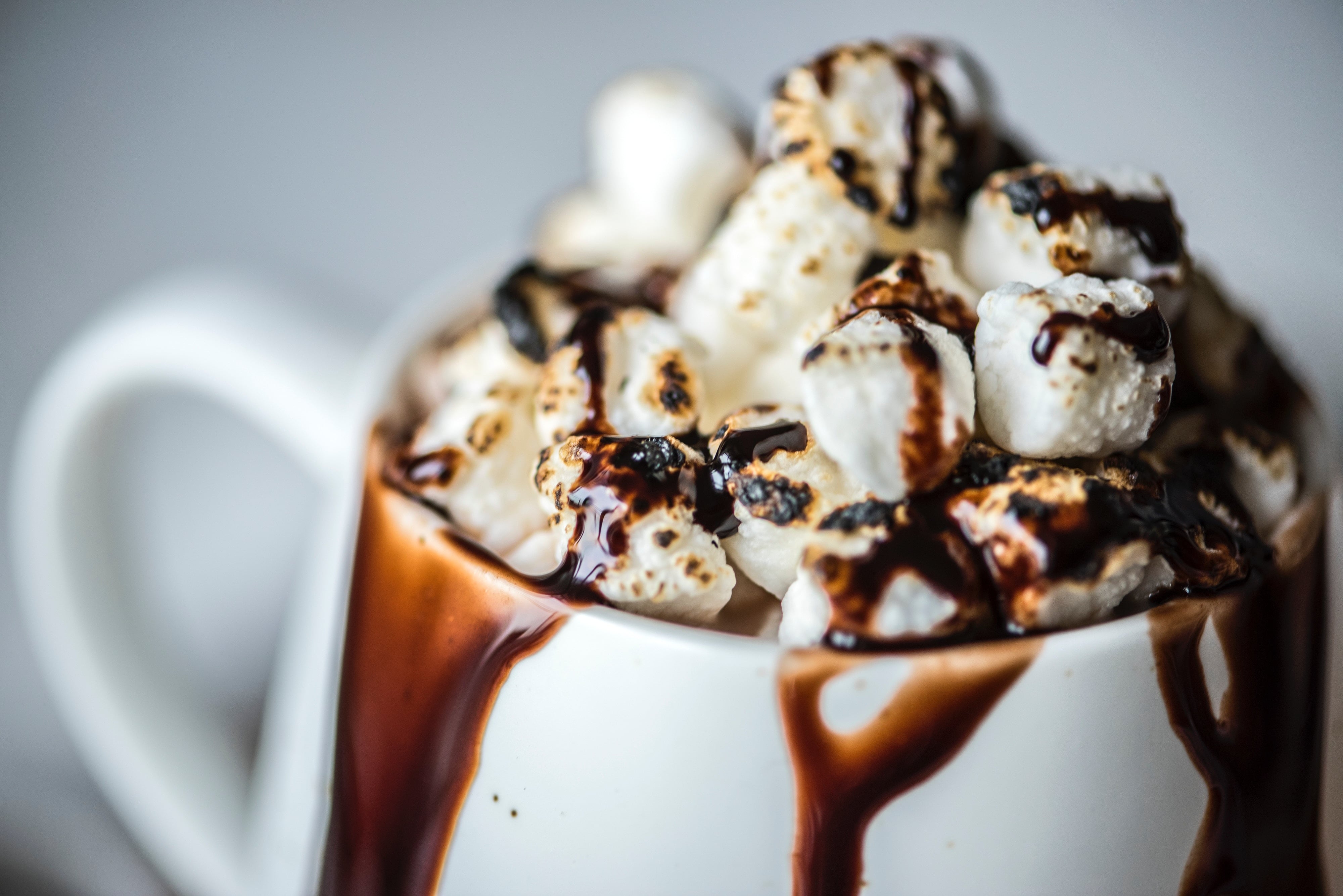Closeup of Hot Chocolate With Toasted Marshmallows