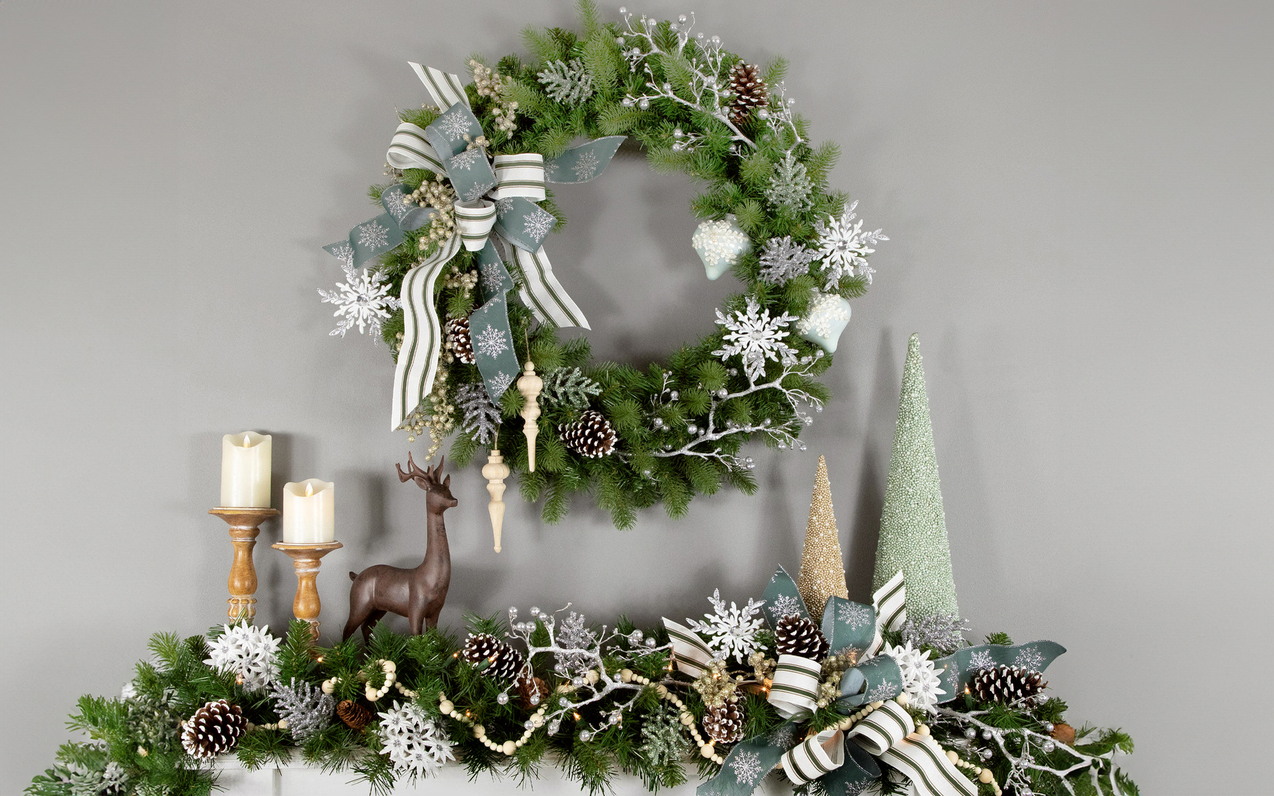 Real Touch wreaths and garland offer realistic foliage for your holiday decorating