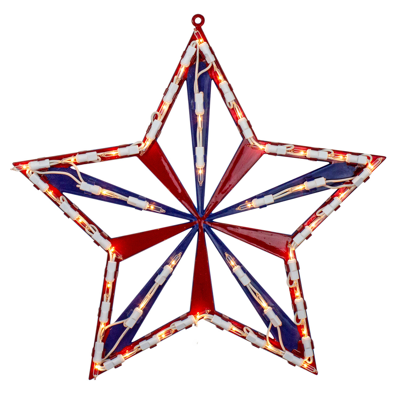 lighted red, white and blue star window silhouette