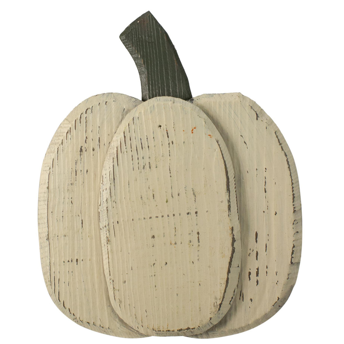 small white wooden fall farmhouse pumpkin with stem