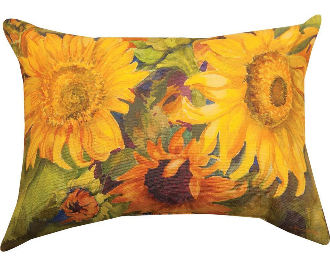 golden yellow rectangular sunflower throw pillow