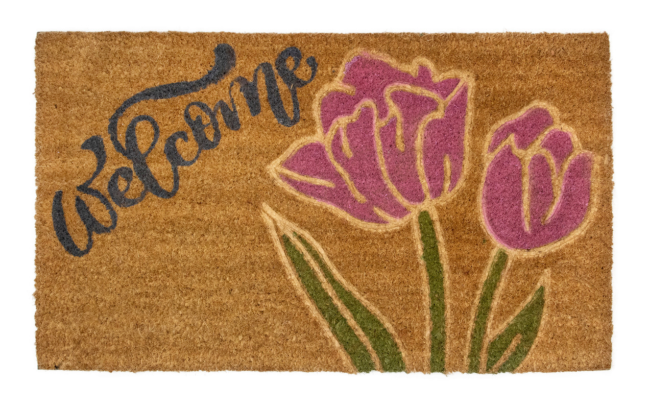 coir spring tulips doormat