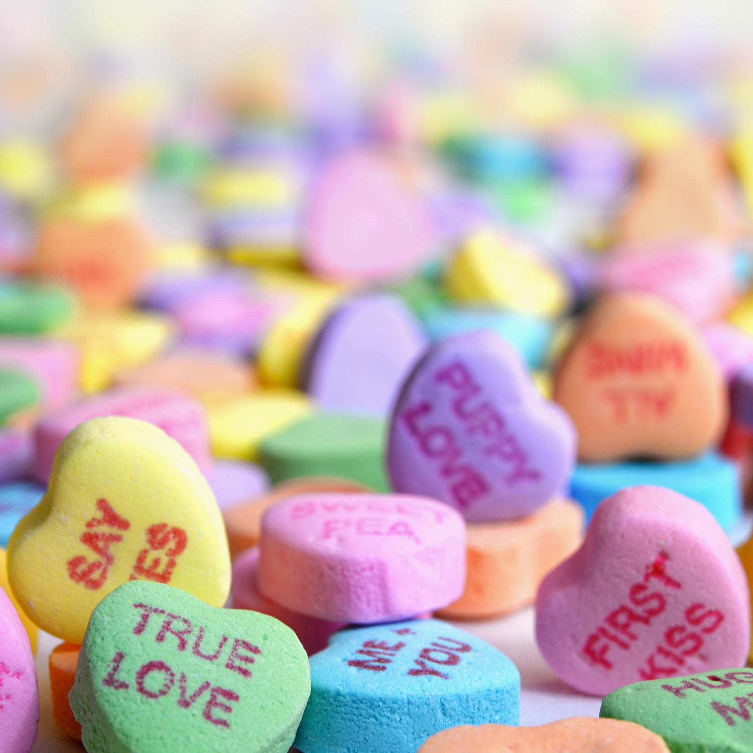 colorful message heart candies