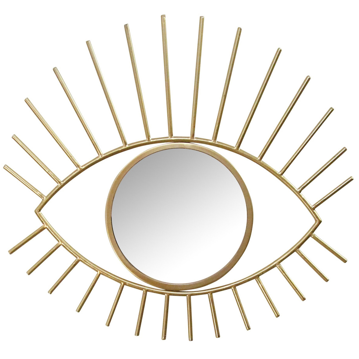 gold metal wide eye wall mirror